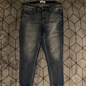 Blue Skinny Jeans with Natural Fading and Whiskering